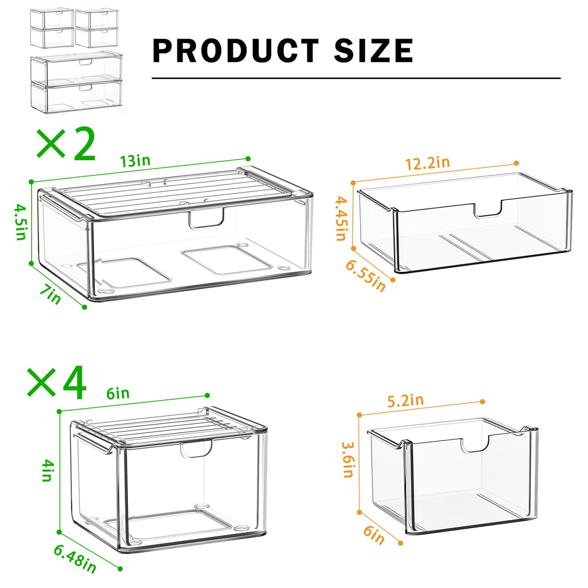 Acrylic Stackable Storage Drawers 6-Pack E4052