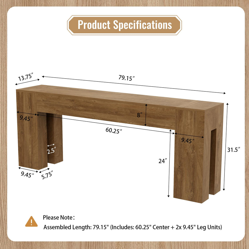 79-Inch Natural Oak Sofa Console Table Z99840