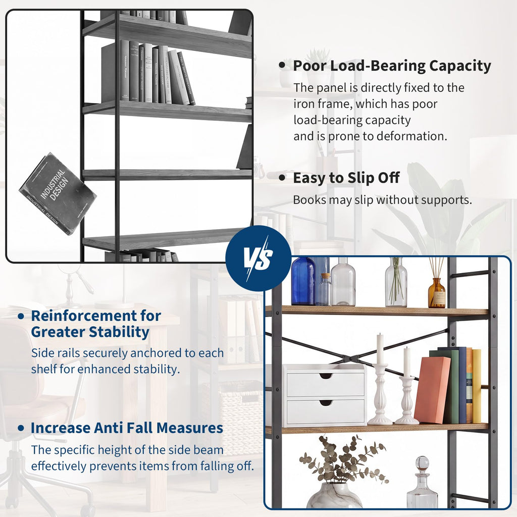 5-Tier Arched Bookcase with Side Rails H592242