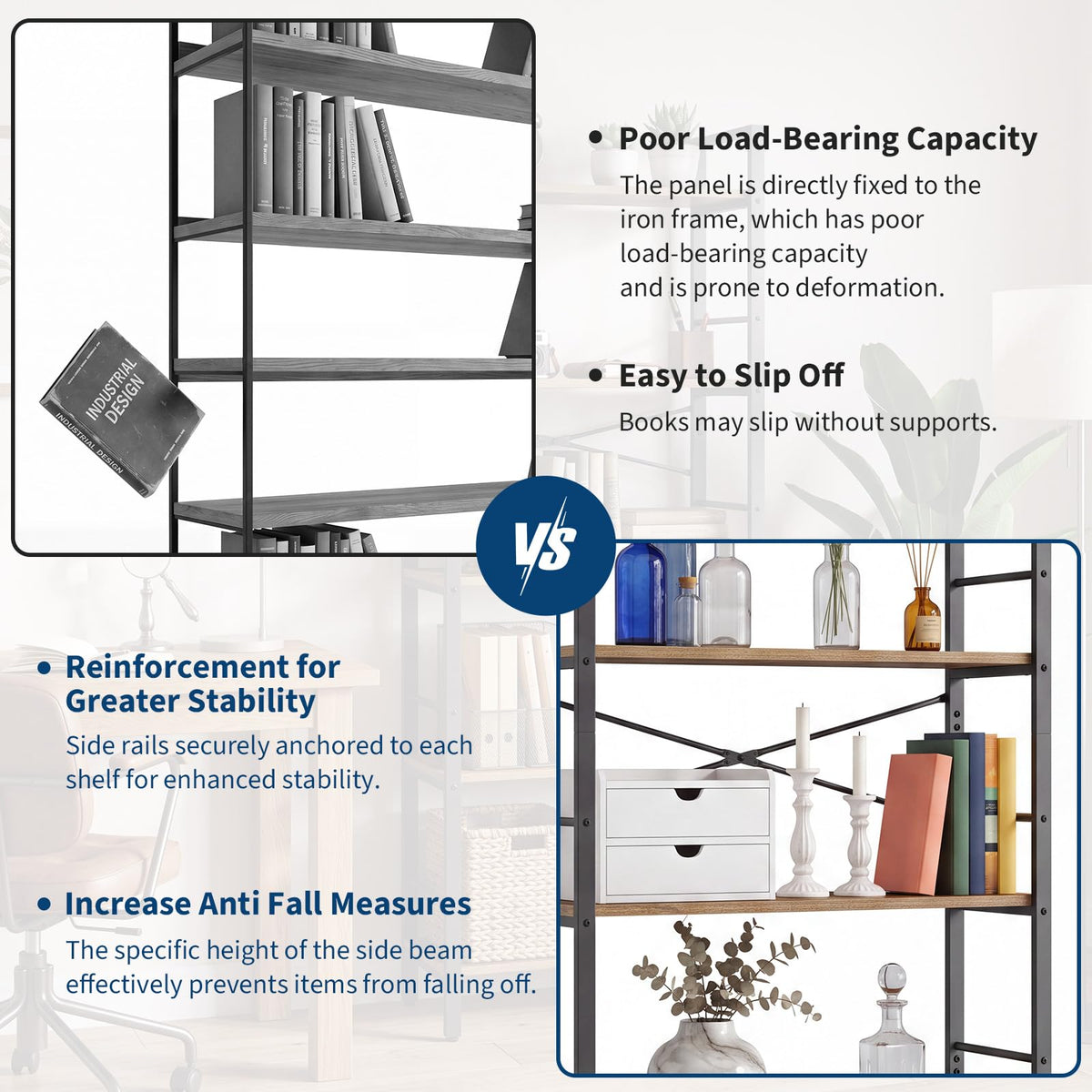 5-Tier Arched Bookcase with Side Rails H592242