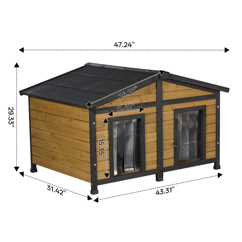 Large Wooden 2-Tier Rabbit Cage with Waterproof Roof F24958