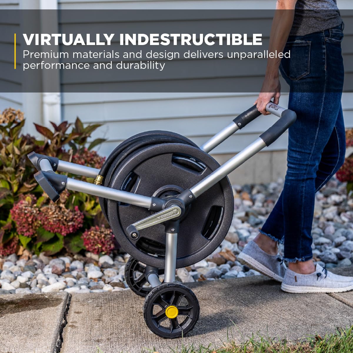 Aluminum Garden Hose Reel, 200 Ft, Brass Fittings O2002