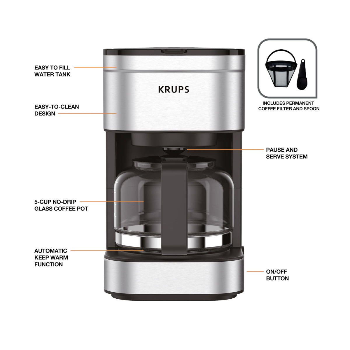 5 Cup Stainless Steel Coffee Maker X8545