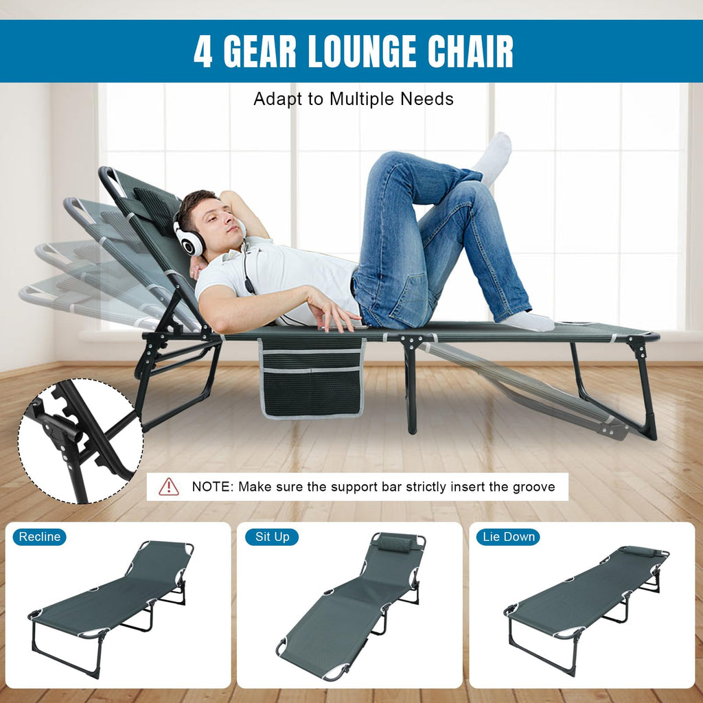 5-Position Folding Camping Cot with Mattress E716