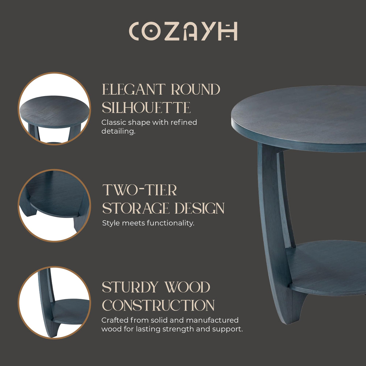 Round End Table with Storage Shelf Q9272