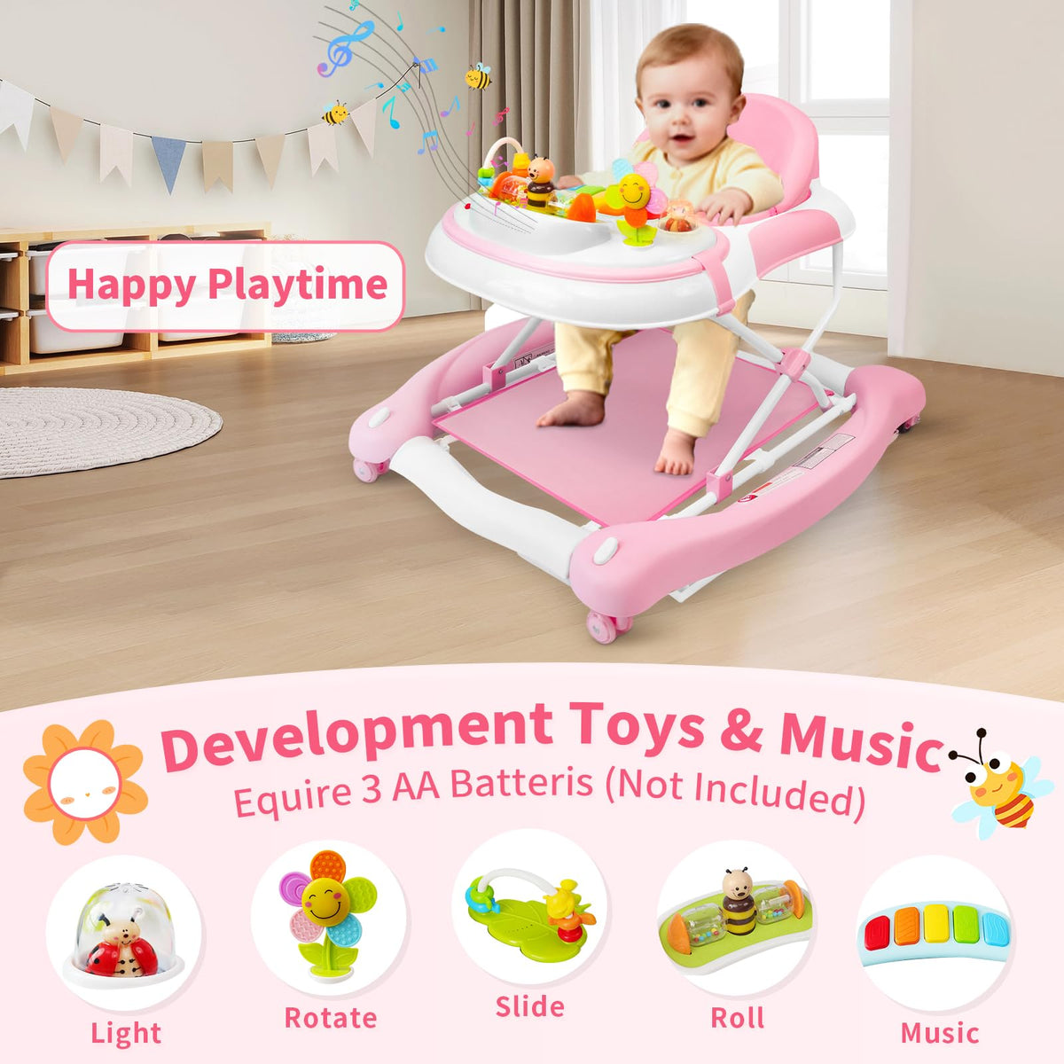 5 in 1 Foldable Baby Walker with Wheels and Bouncer N13050