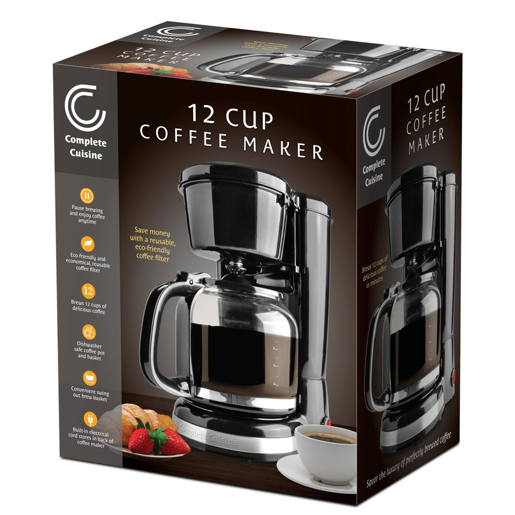 12-Cup Stainless-Steel Coffee Maker with Glass Carafe V283557