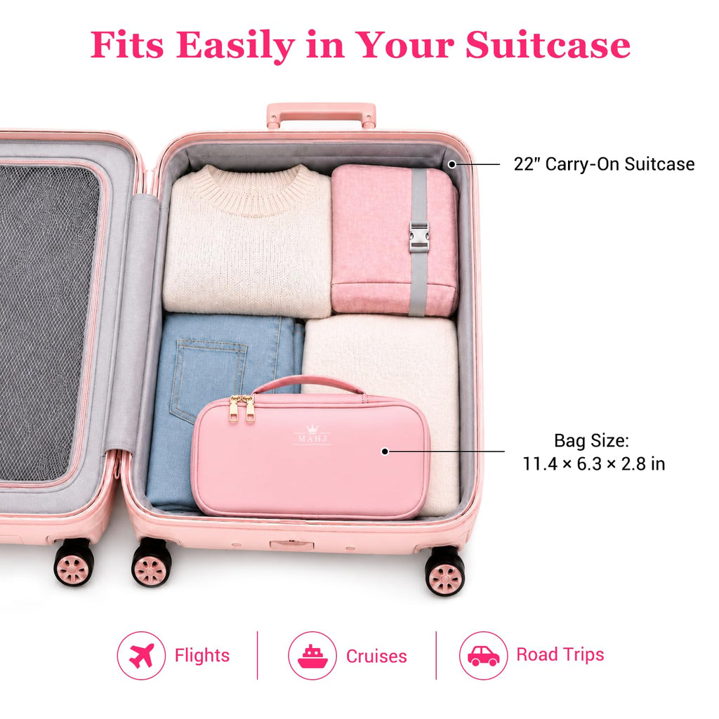 Pink Mini Travel Mahjong Tile Set with Racks and Bag S365085