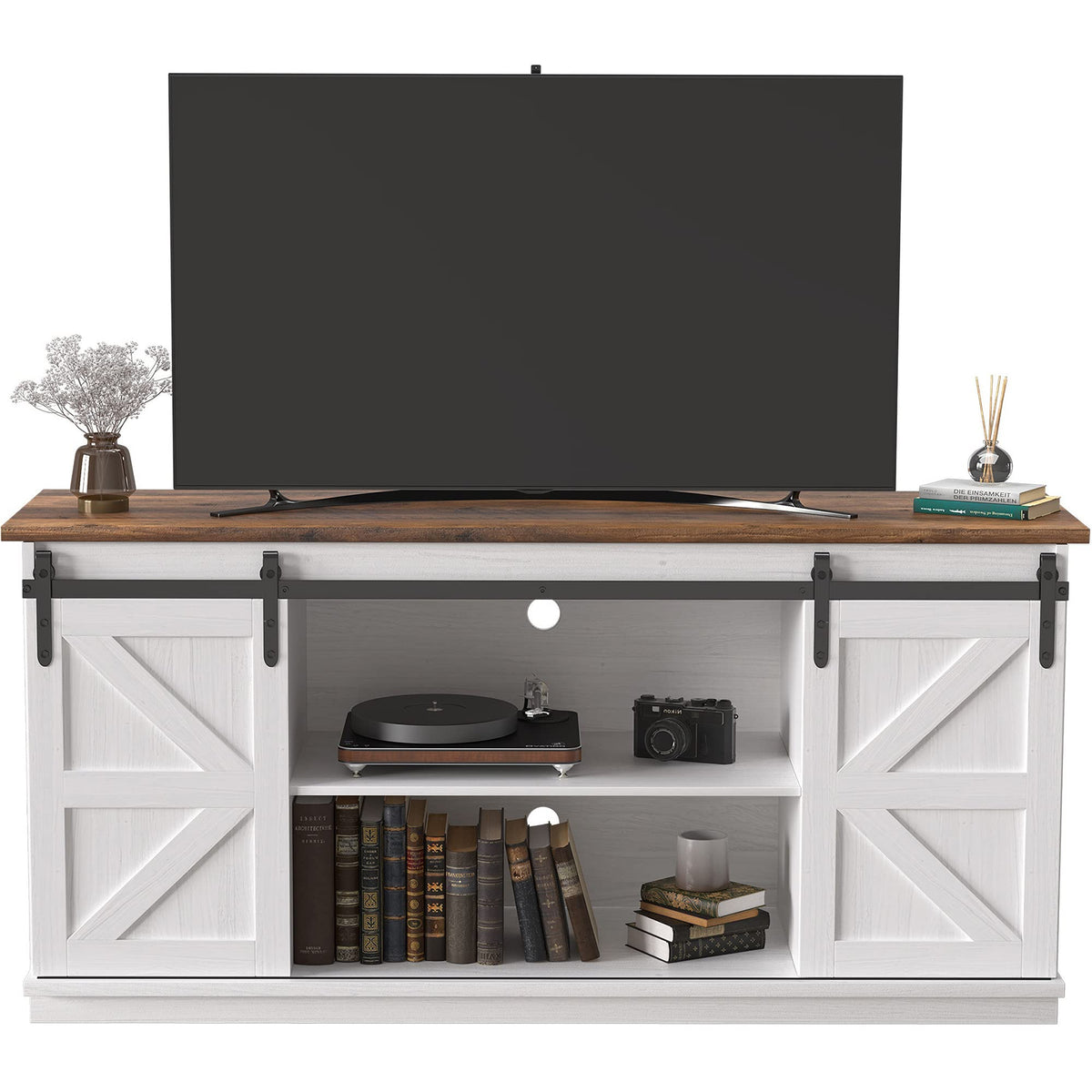 Bright White TV Stand for 65 Inch TV Q2117