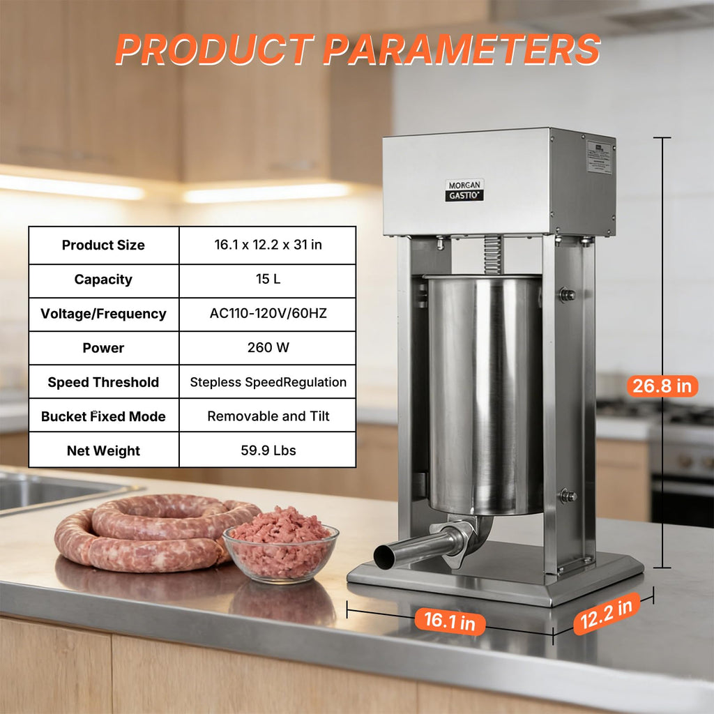 15L Stainless Steel Electric Sausage Stuffer R92356