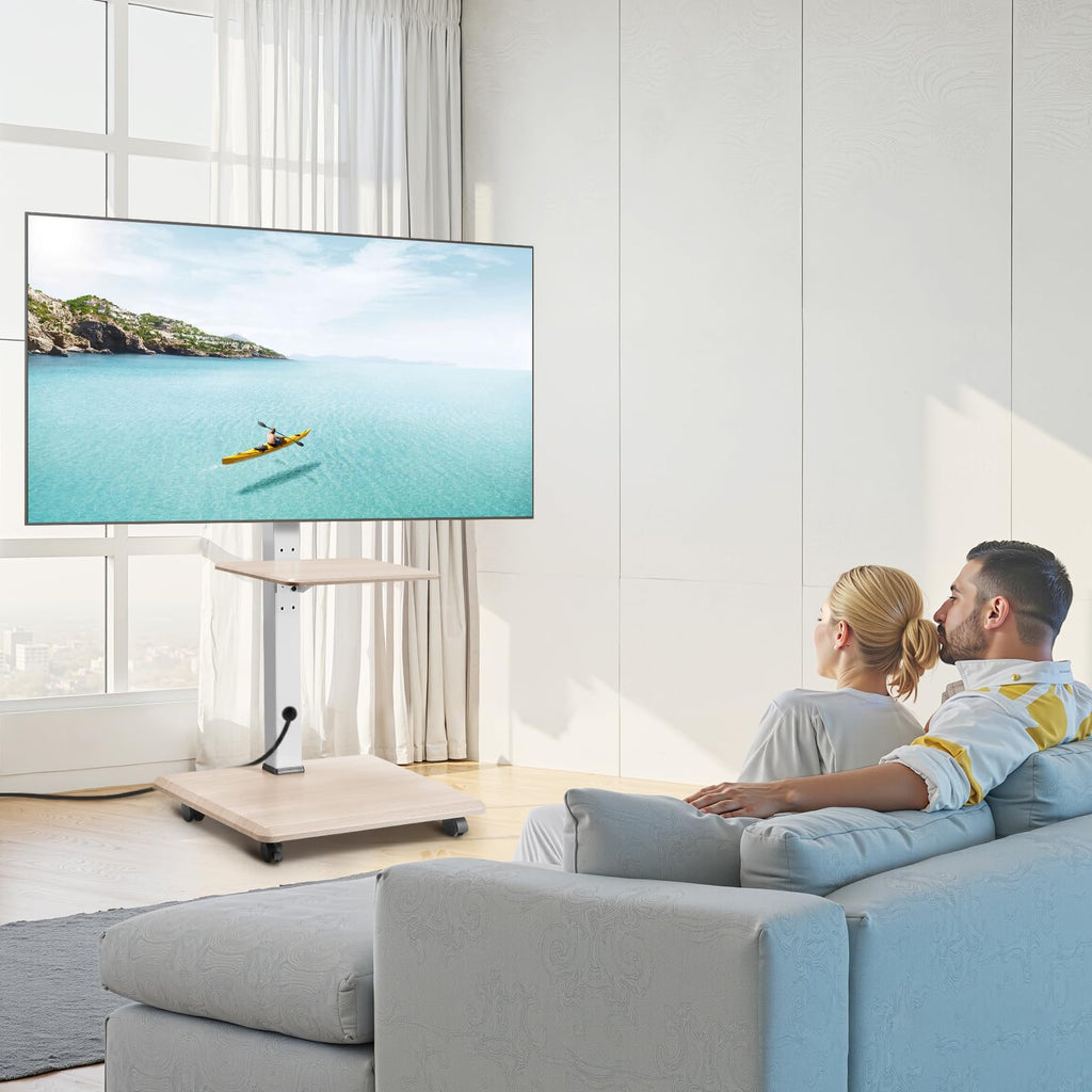 Rolling TV Stand for 32-70 Inch Screens, Height Adjustable with Tray Z500