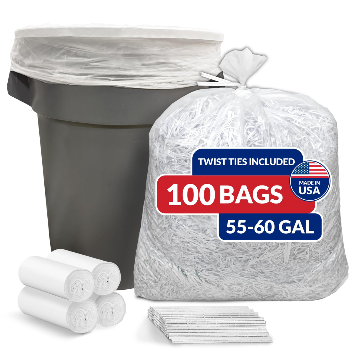 55 Gallon Heavy Duty Clear Trash Bags 100 Count I4646