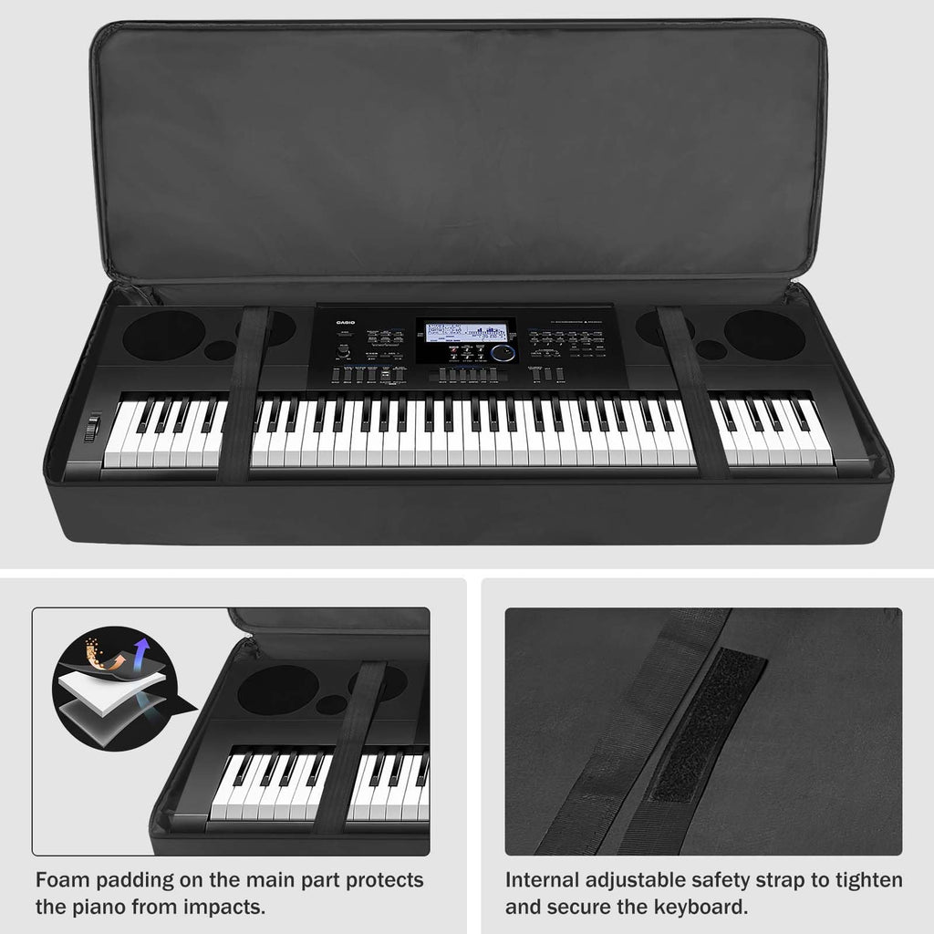 76 Key Piano Keyboard Case Bag with 4-Pocket (Black) O88799