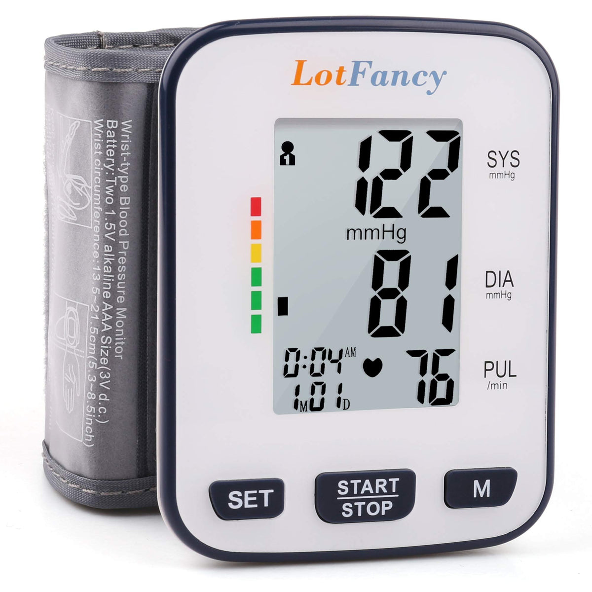 Automatic Wrist Blood Pressure Monitor with Adjustable Cuff and 120 Memory Z9959