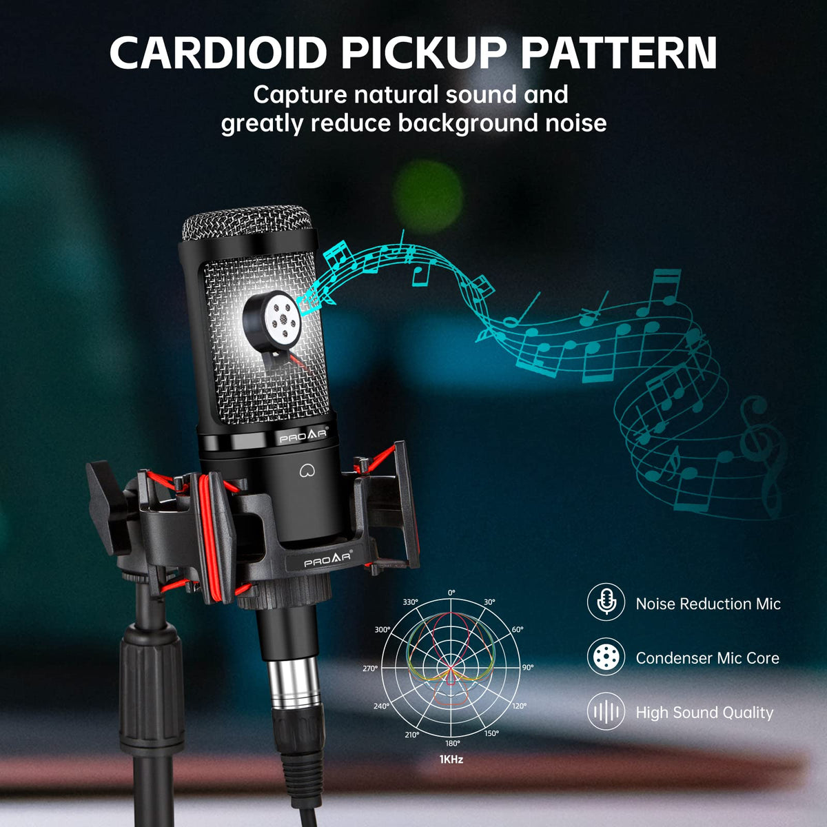 XLR Cardioid Condenser Podcast Microphone with Desktop Stand Z5822