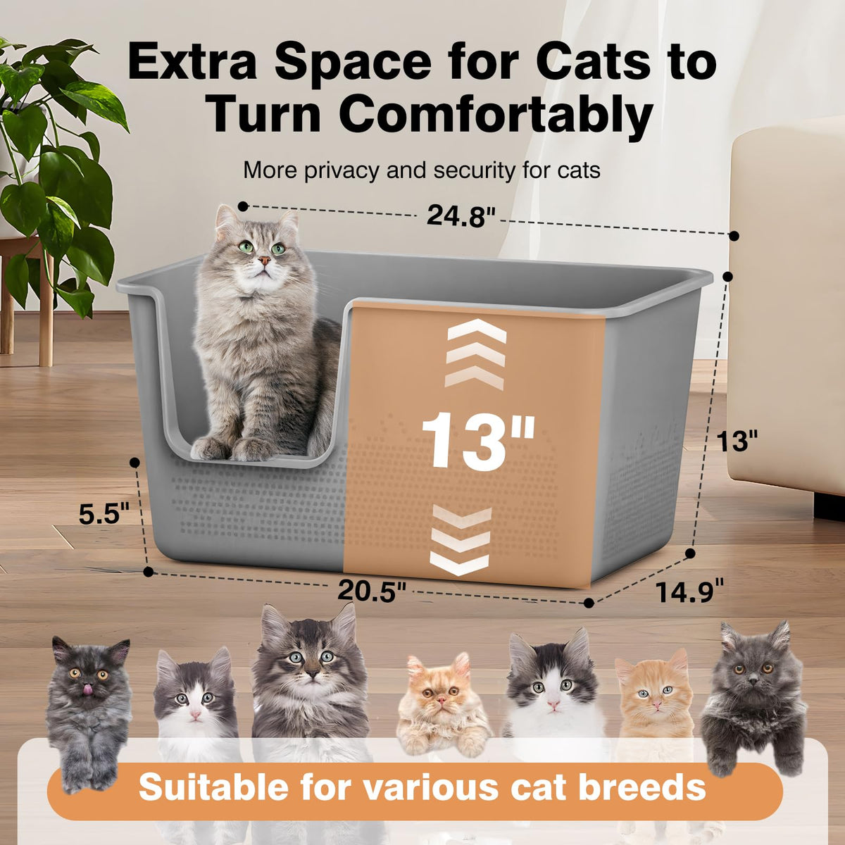Extra Large High Sided Cat Litter Box P7217