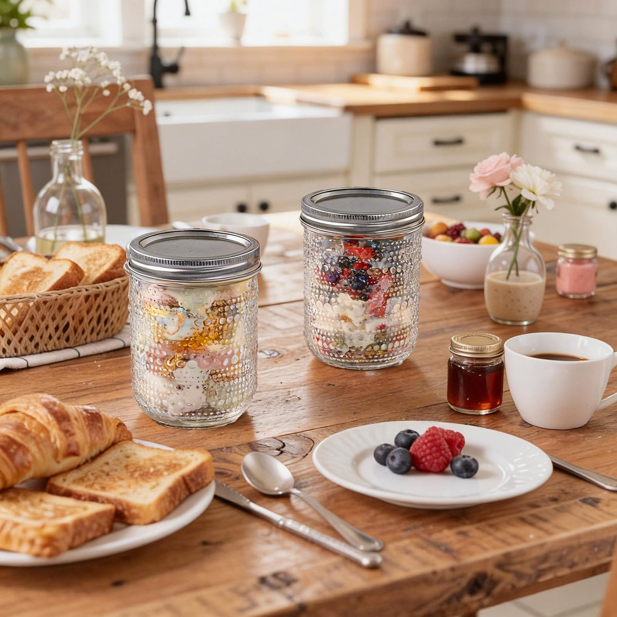 6-Pack 16 oz Wide Mouth Glass Mason Jars with Lids K5964