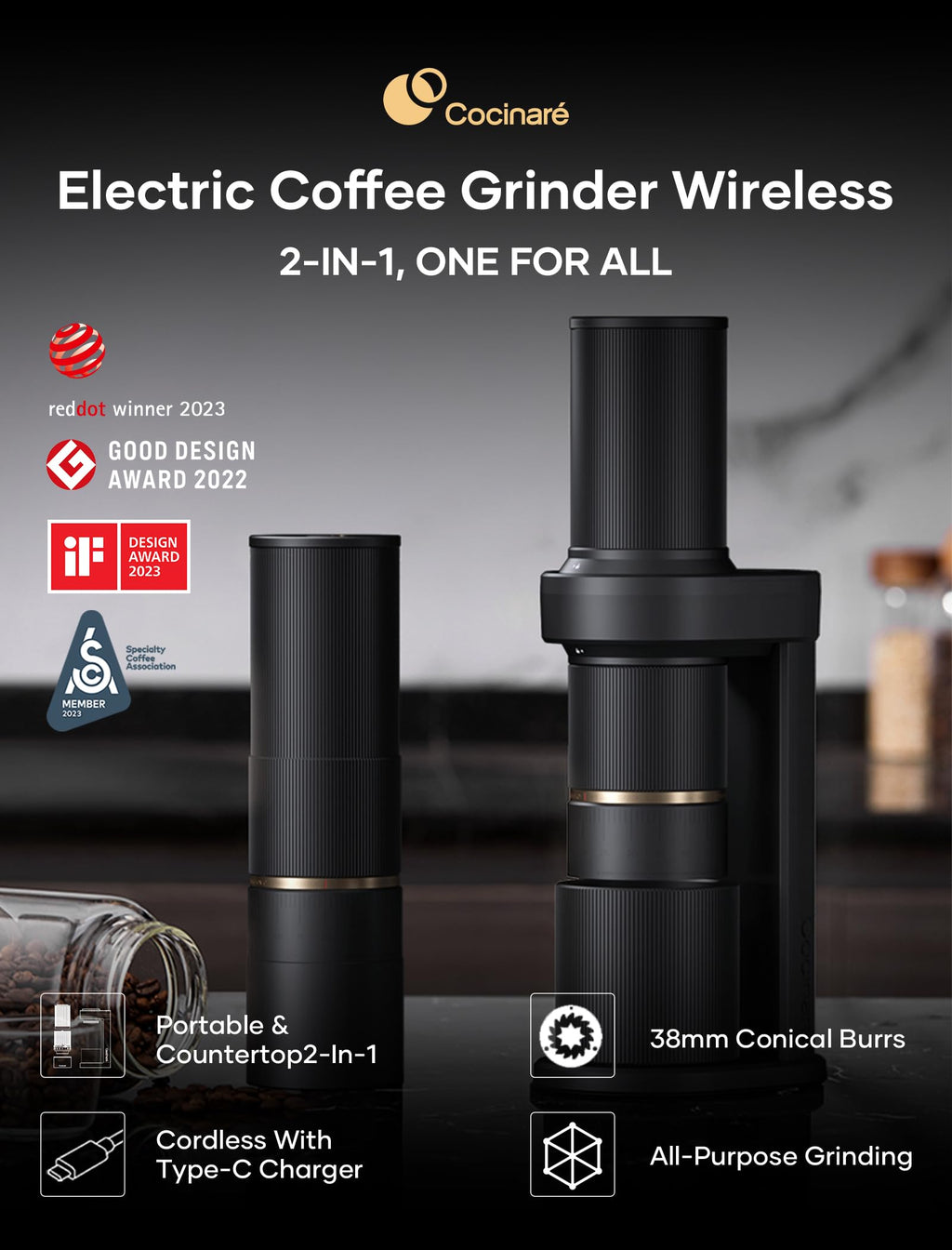 Electric Portable Burr Coffee Grinder U969393