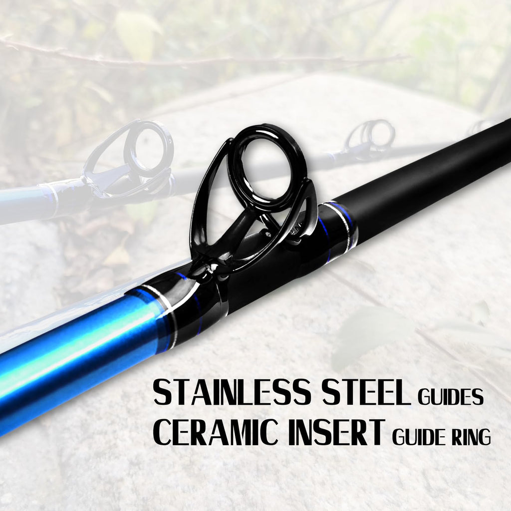 1-Piece 2-Piece Saltwater Trolling Rod Conventional Boat Fishing Pole T9842