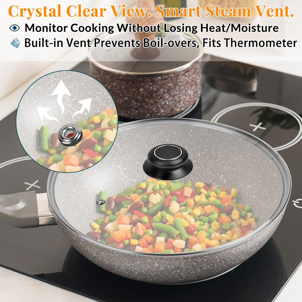 12 Inch Tempered Glass Lid for Frying Pan & Skillet W355