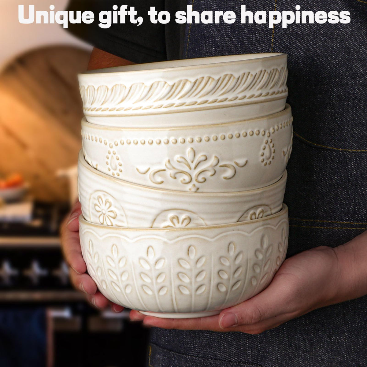 32 OZ Ceramic Soup Bowls Set of 4 I631