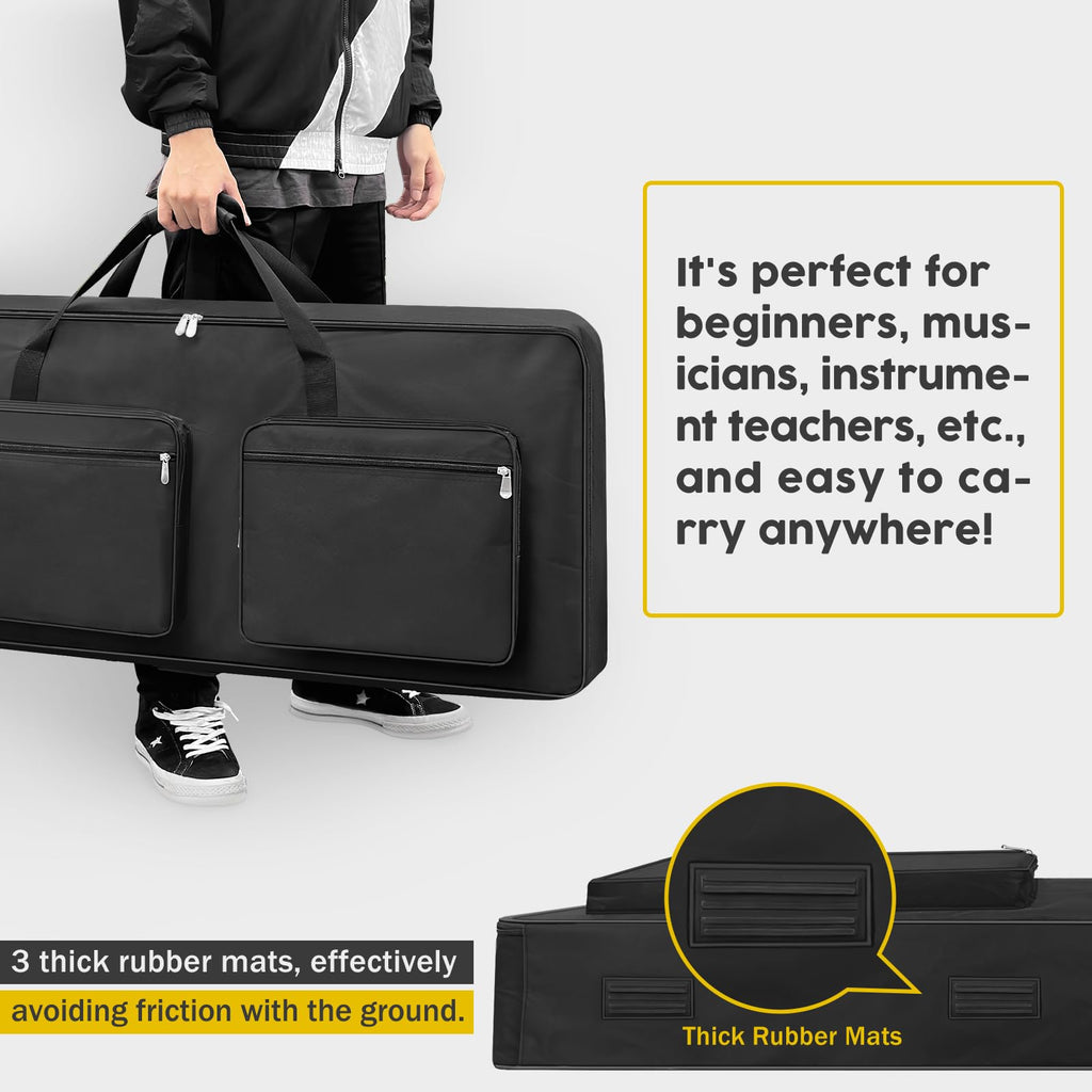 76 Key Piano Keyboard Case Bag with 4-Pocket (Black) O88799
