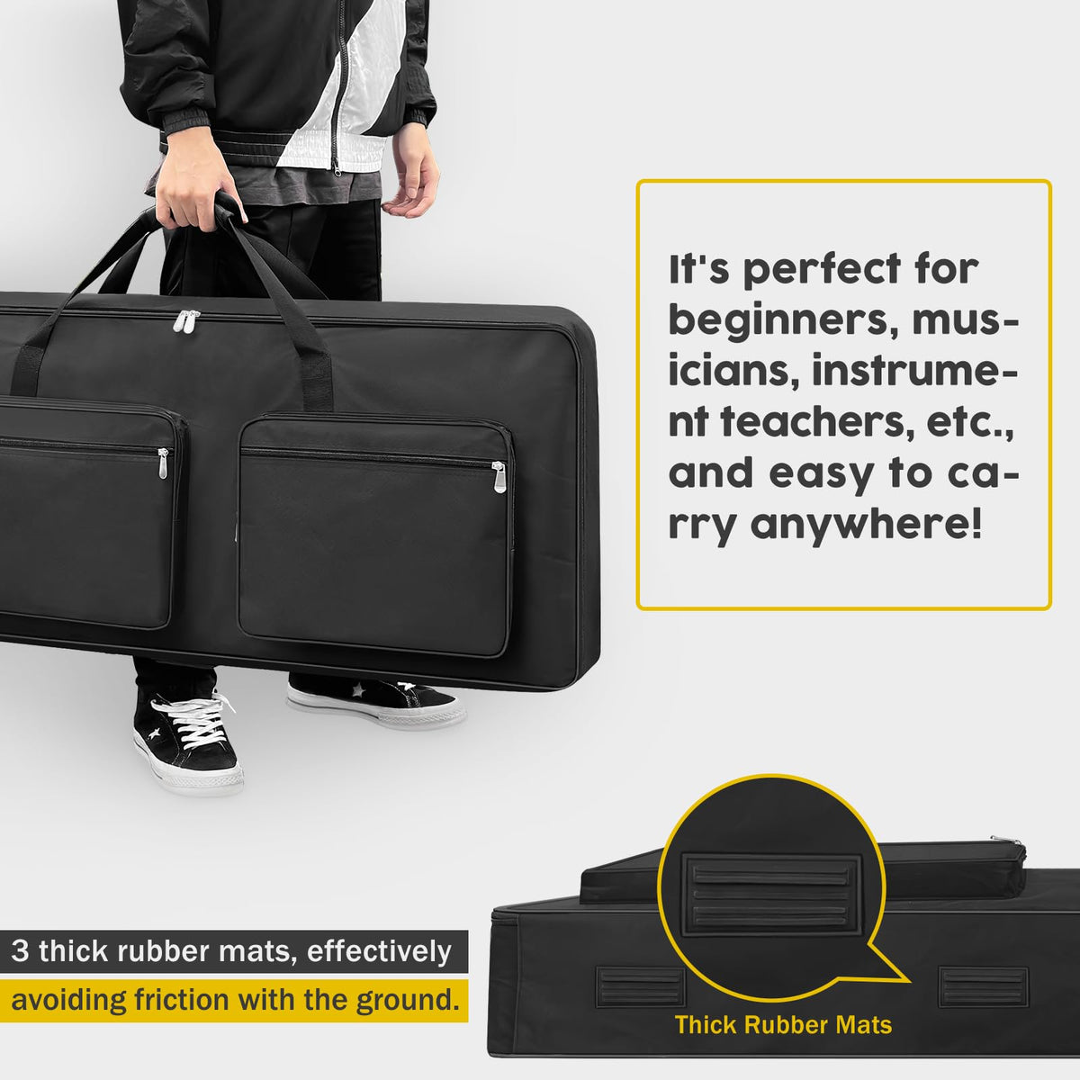 76 Key Piano Keyboard Case Bag with 4-Pocket (Black) O88799