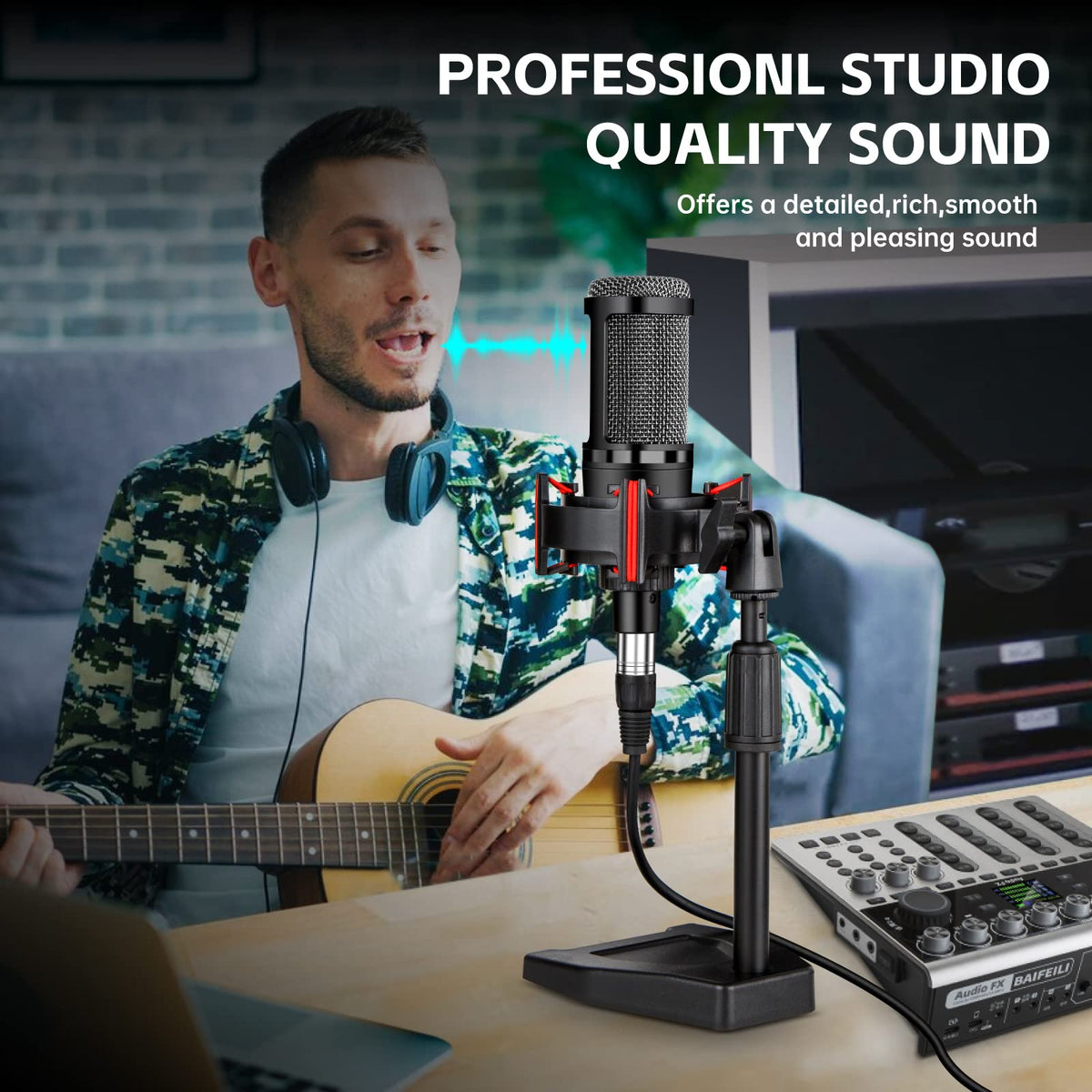 XLR Cardioid Condenser Podcast Microphone with Desktop Stand Z5822