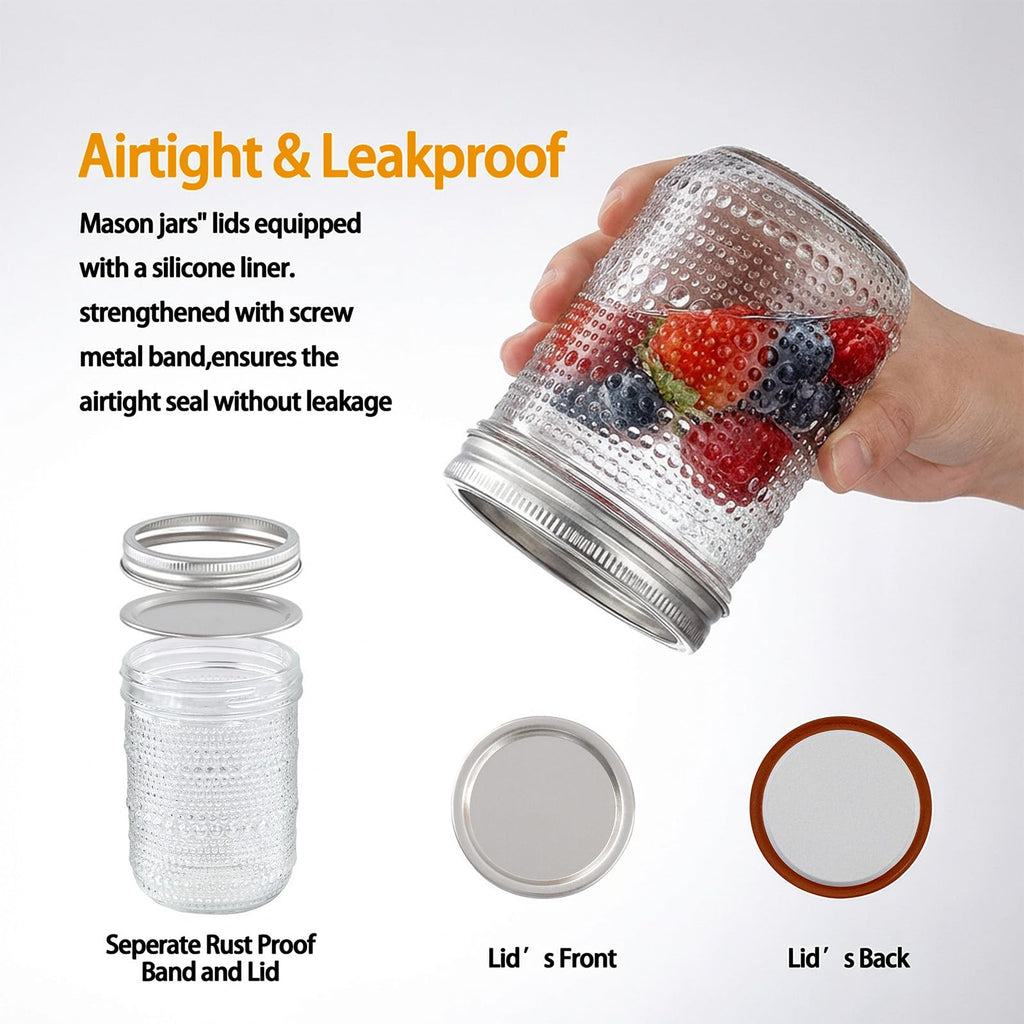 6-Pack 16 oz Wide Mouth Glass Mason Jars with Lids K5964