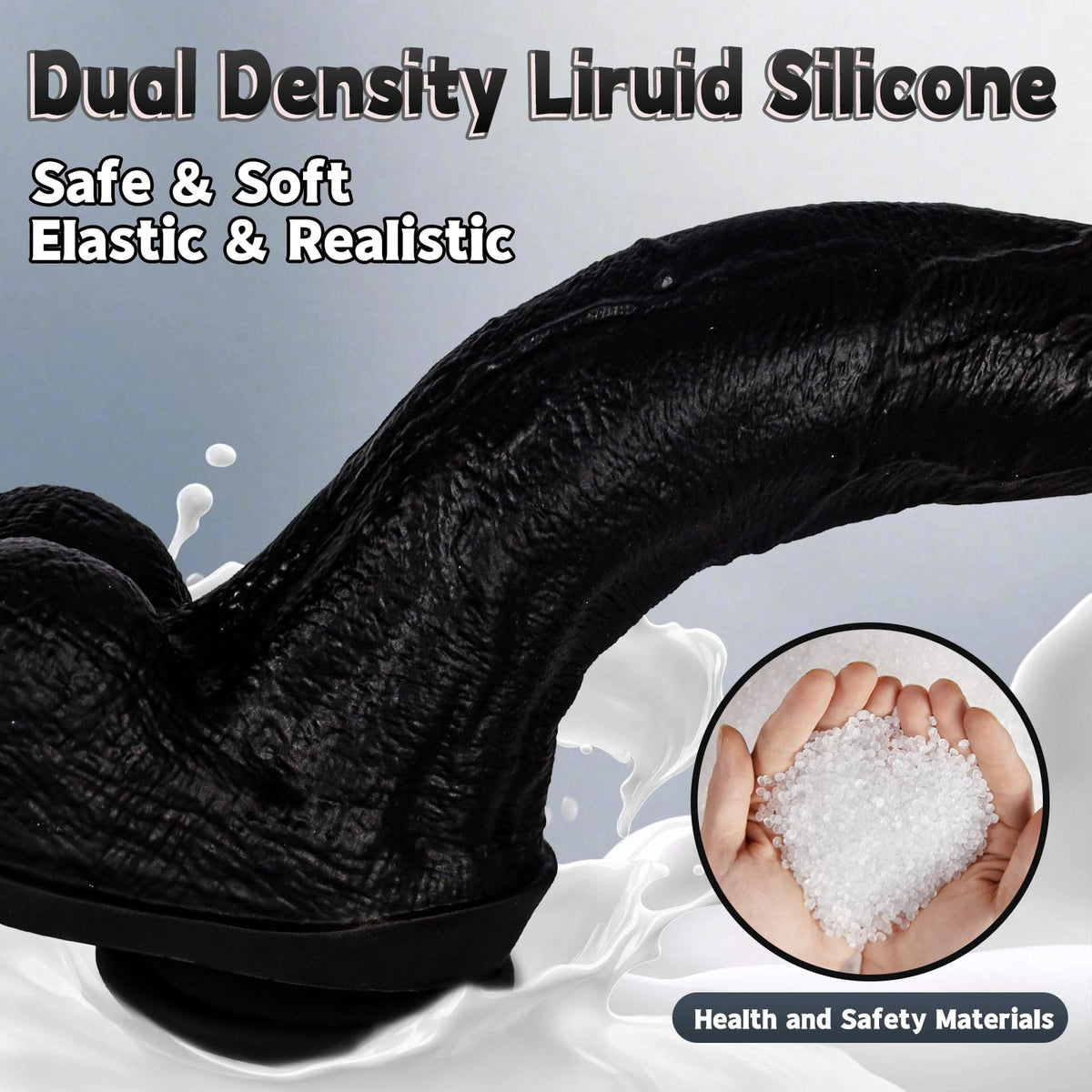 Black Realistic Silicone Dildo with Suction Cup F916