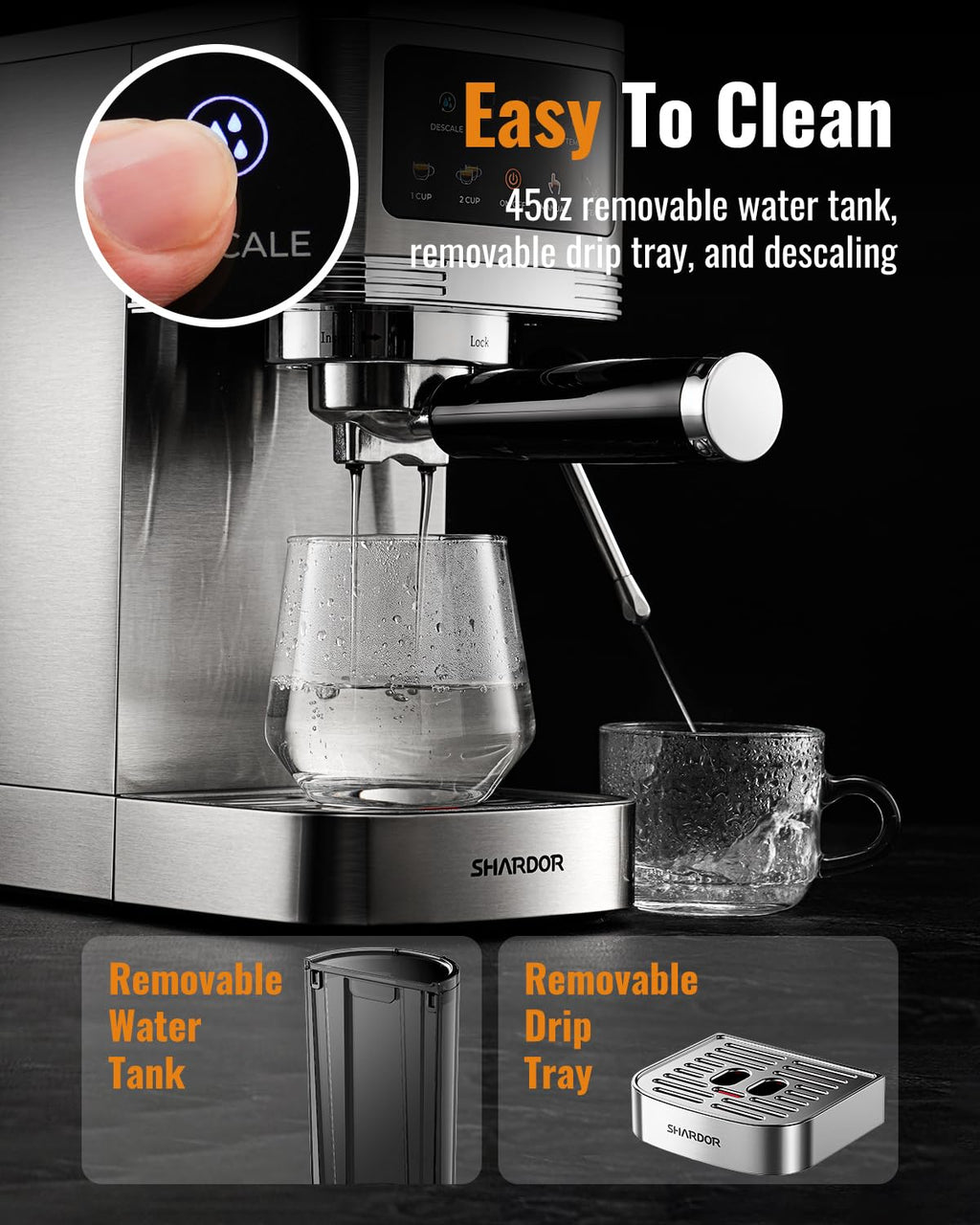 20 Bar Espresso Machine with Milk Frother and Touchscreen B851