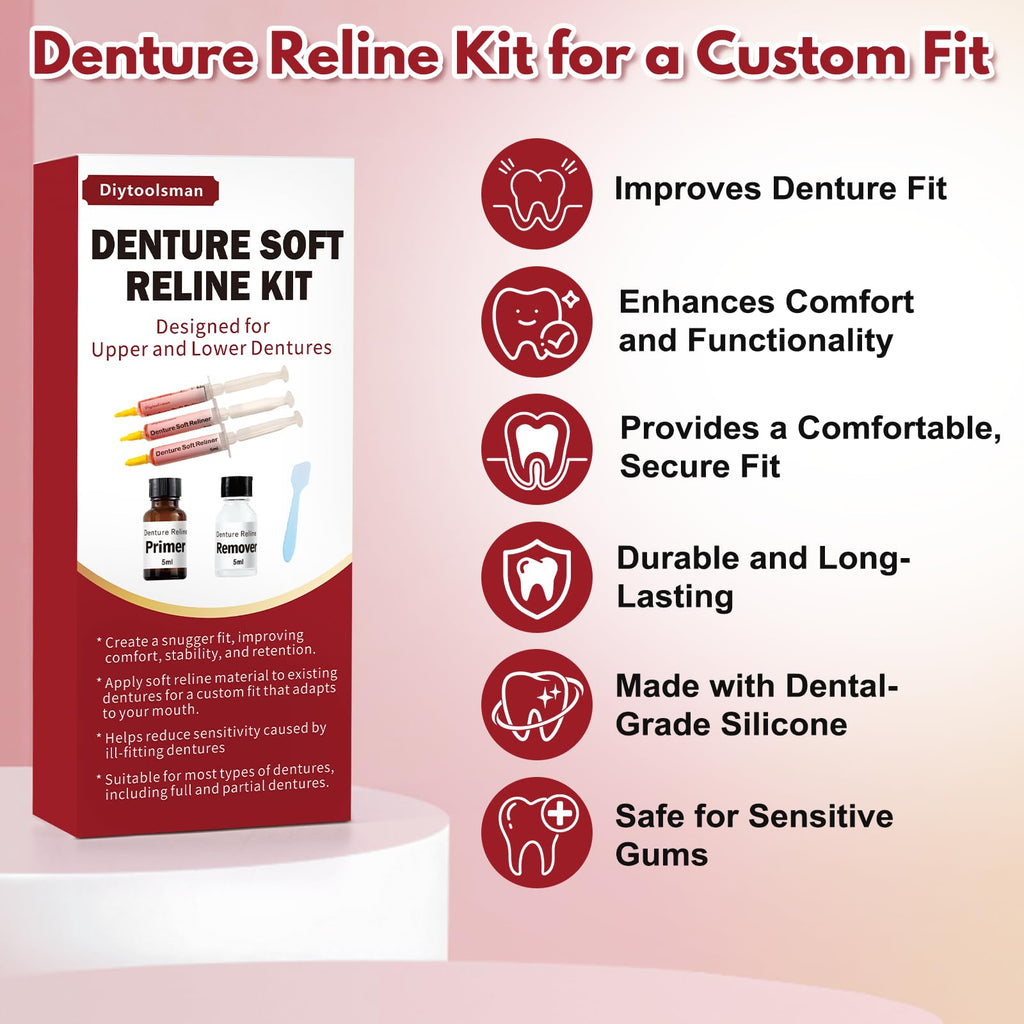 Denture Soft Reline Kit for Upper and Lower Dentures D4227