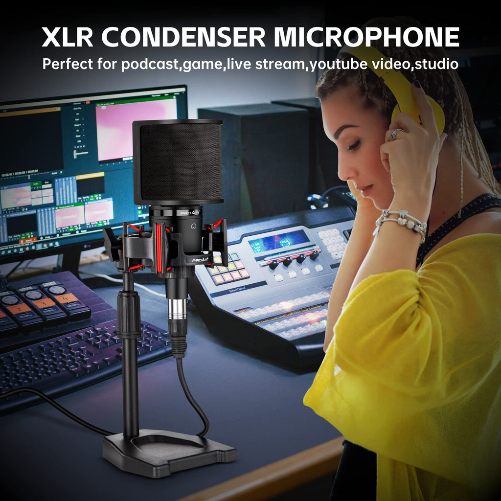 XLR Cardioid Condenser Podcast Microphone with Desktop Stand Z5822