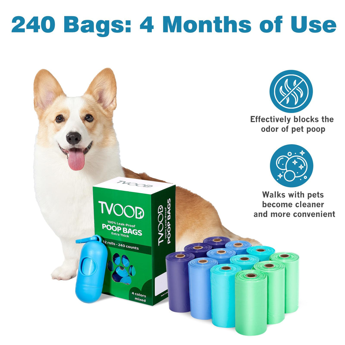 Dog Poop Bags Rolls 240 Count Leakproof J5745