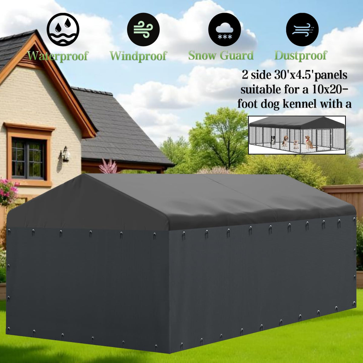600D Waterproof Oxford Fabric Kennel Cover with Storage Bag L982538