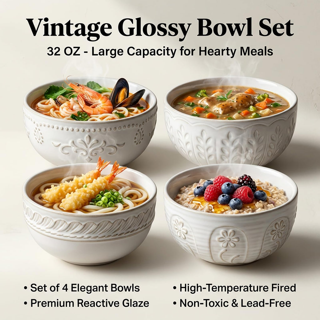 32 OZ Ceramic Soup Bowls Set of 4 I631