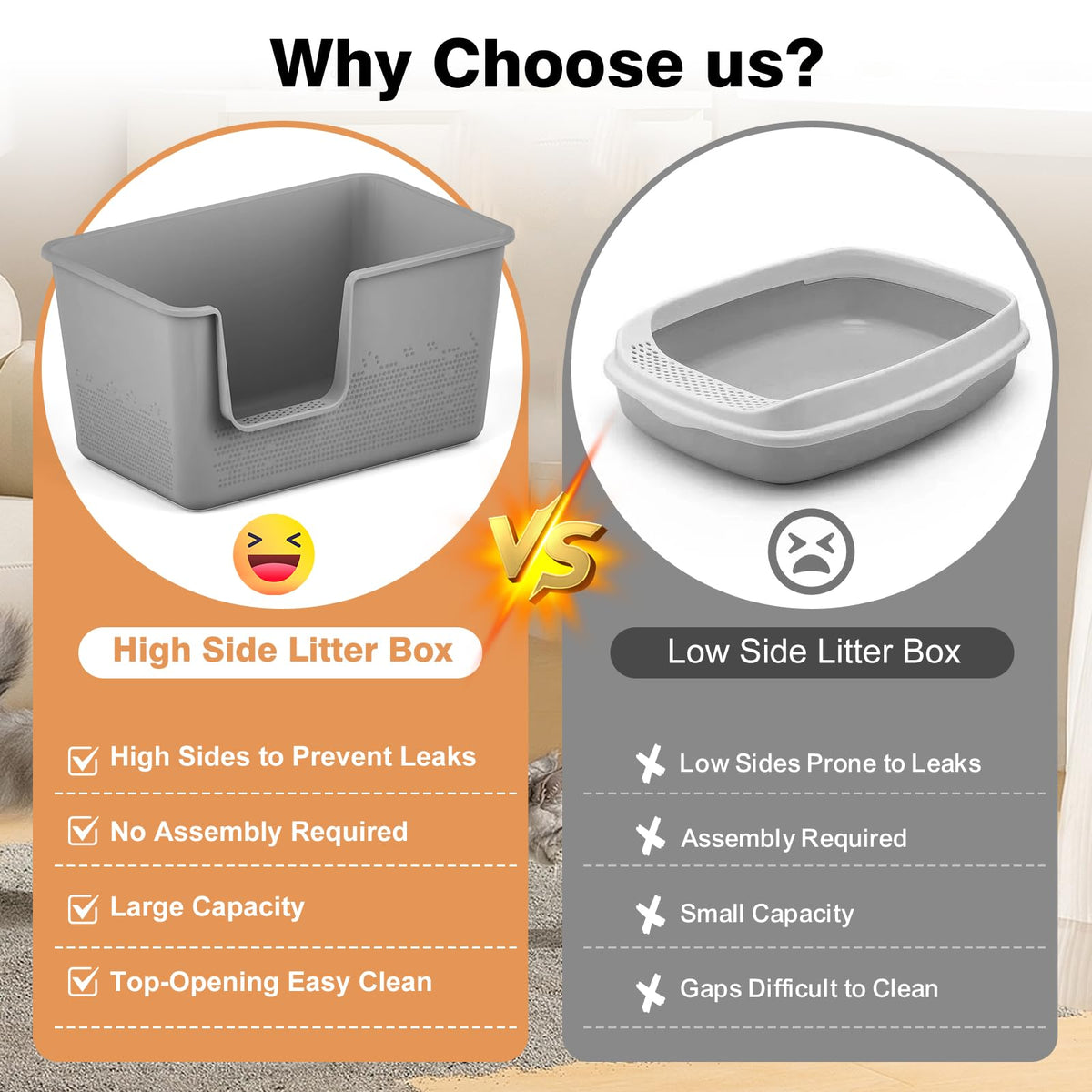 Extra Large High Sided Cat Litter Box P7217