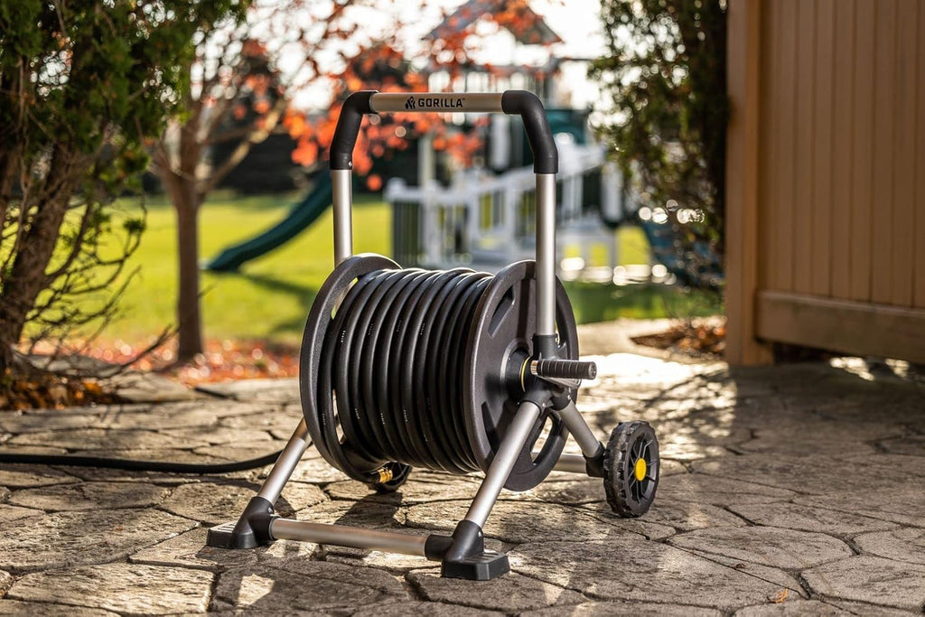 Aluminum Garden Hose Reel, 200 Ft, Brass Fittings O2002