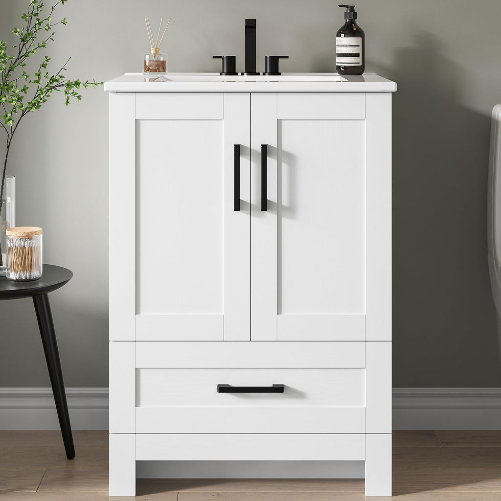24" White Bathroom Vanity with Sink V433