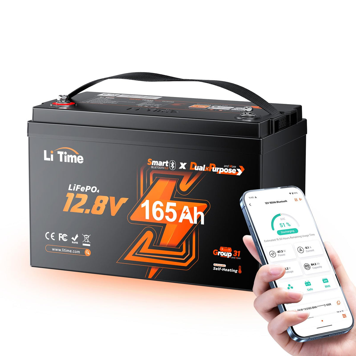 12V 165Ah Dual Purpose LiFePO4 Battery C97331