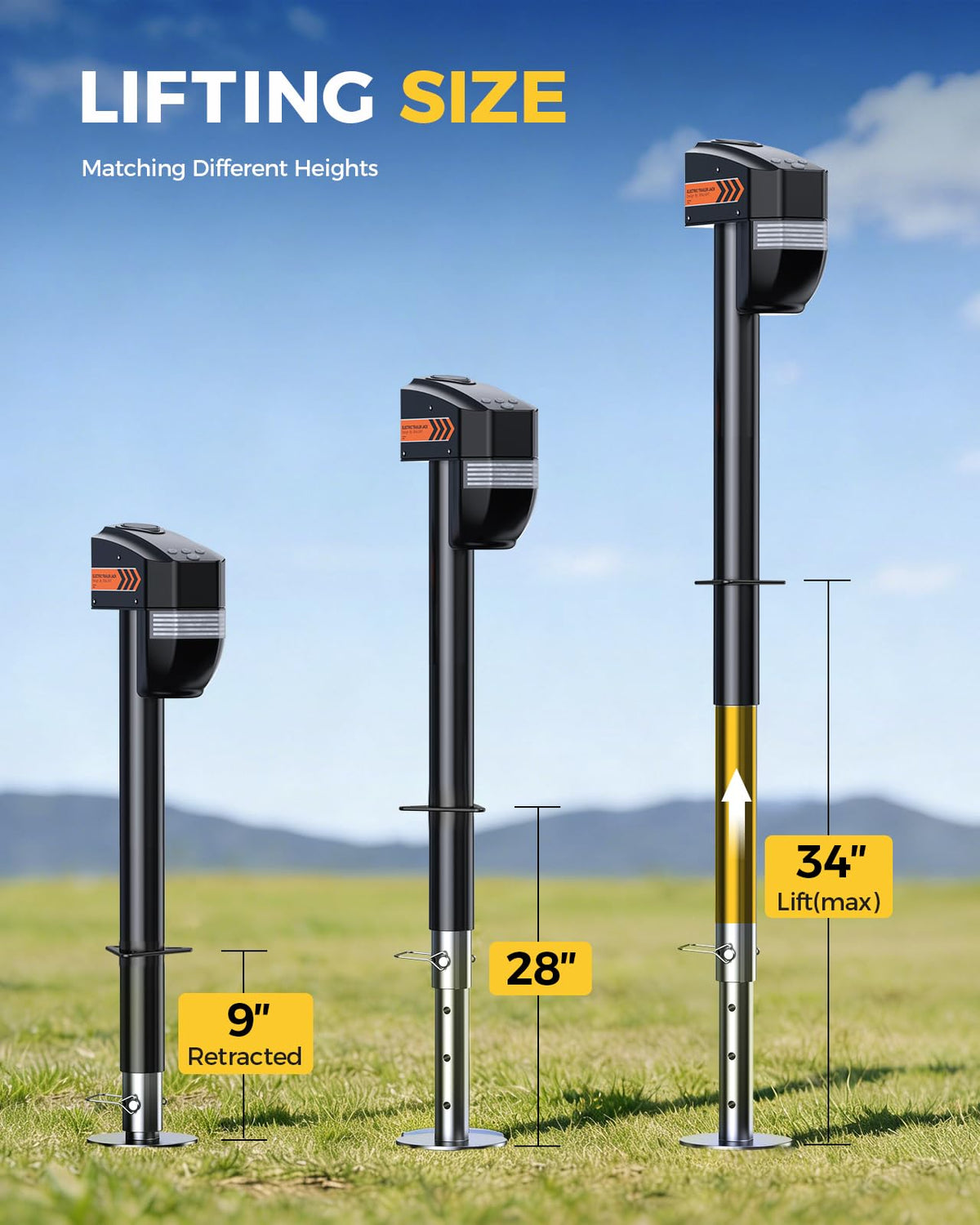 Electric Trailer Jack 5000lbs with Remote L3690