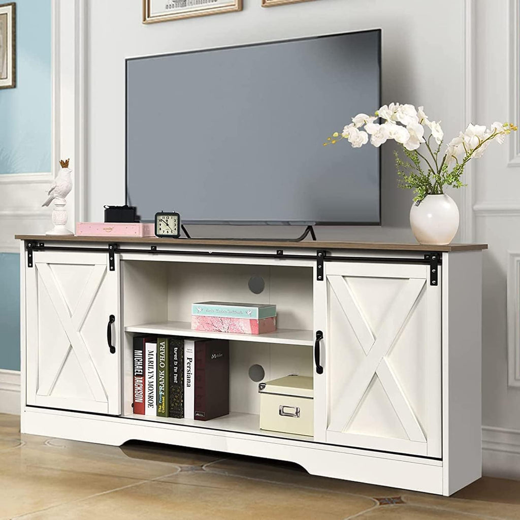 White Farmhouse TV Stand for 65 Inch TV Q5268