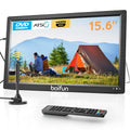 15.6" Portable TV DVD Combo with Antenna, FM Radio, 5000mAh Battery, Black V7788