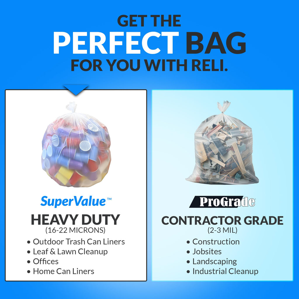 55 Gallon Heavy Duty Clear Trash Bags 100 Count I4646