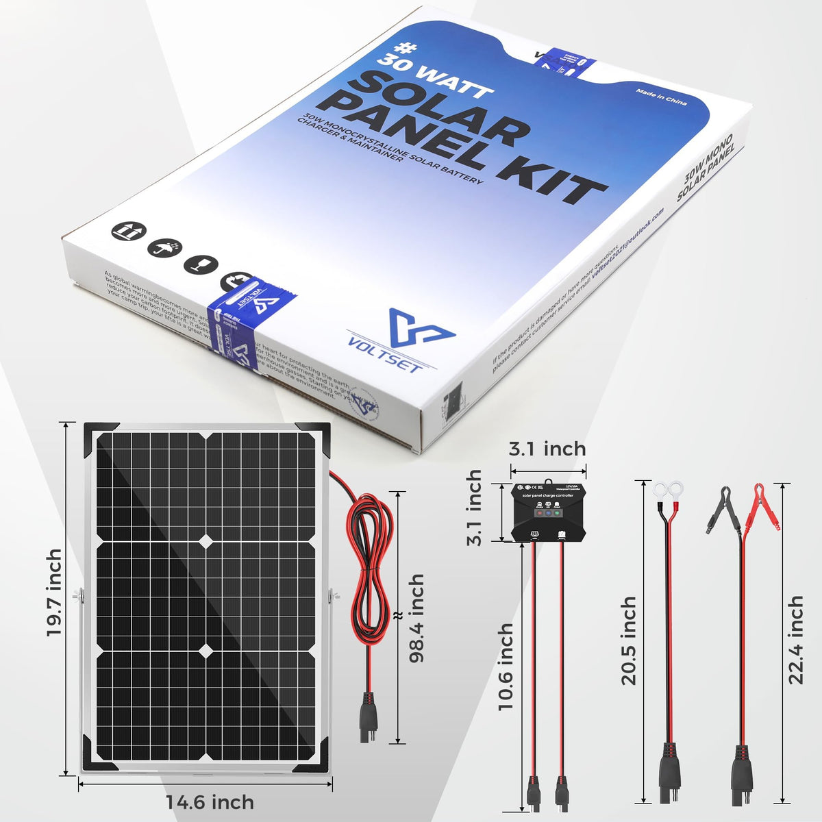 30W 12V Solar Panel Battery Charger Kit Z639273