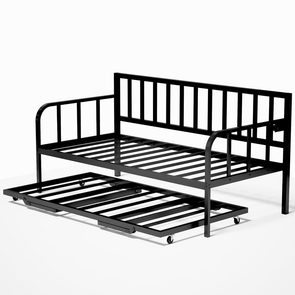 Black Twin to King Metal Daybed with Pop Up Trundle R269931