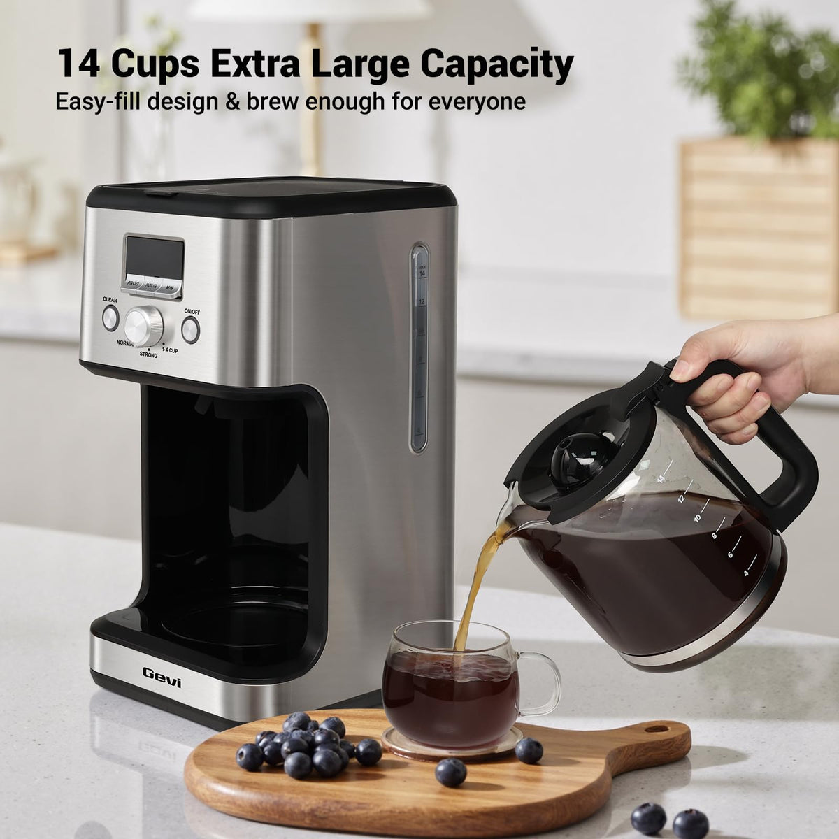 14 Cup Programmable Drip Coffee Maker with Glass Carafe J347