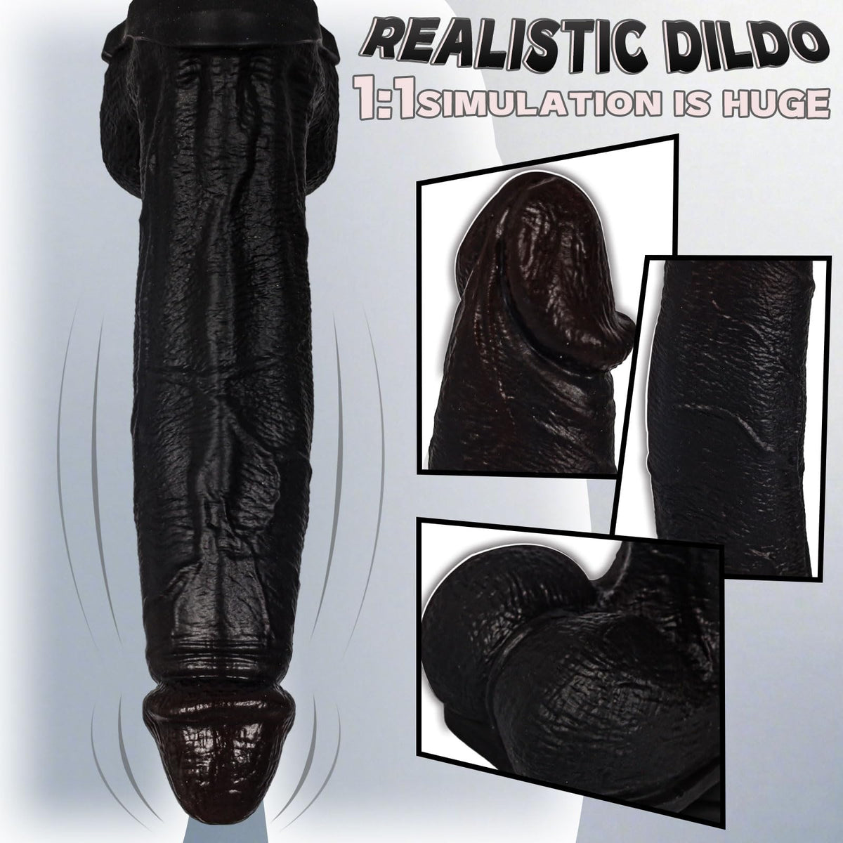 Black Realistic Silicone Dildo with Suction Cup F916