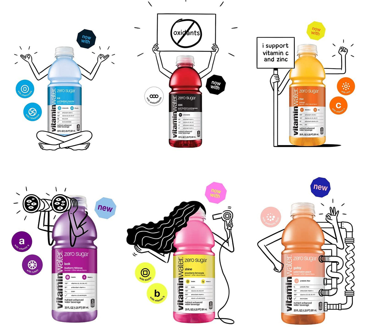 Vitamin Water ZERO Sugar Variety Pack 20 fl Oz Bottles Pack of 12 E753
