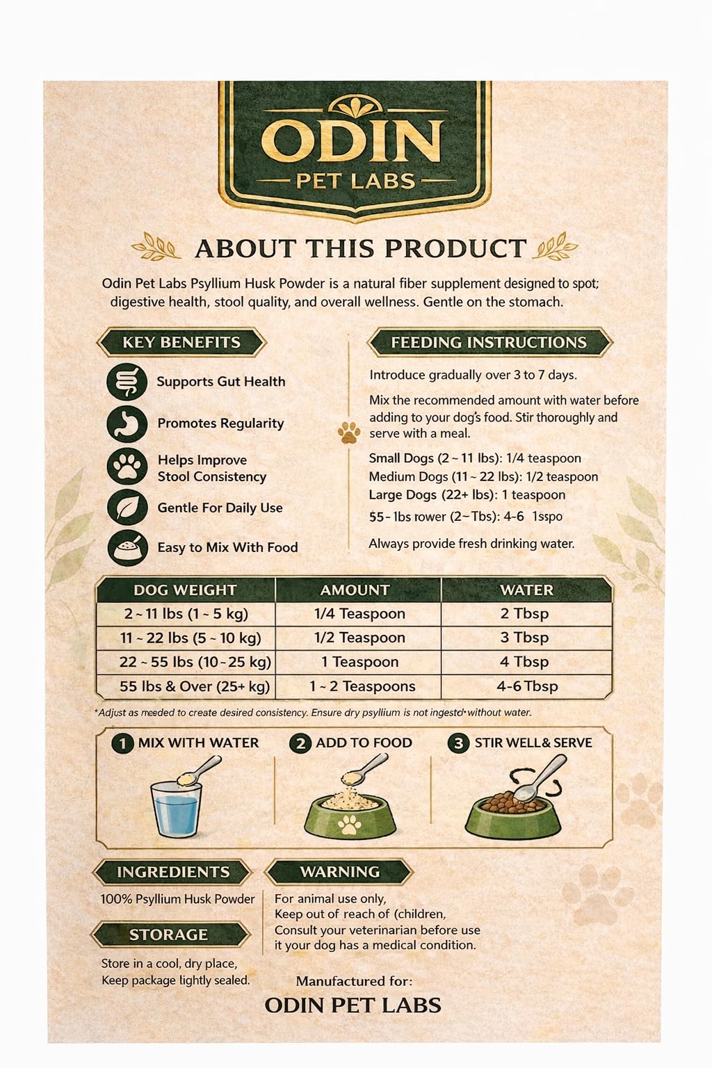 Psyllium Husk Powder for Dogs 9 oz P9073